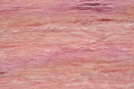 Pink fiberglass insulation up close 